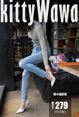 (Tất Kitty Wawa Little Meow Series) 2021.04.05 KT279 “Quần Jeans” (92P)