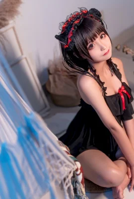 Momo ngu ngốc Cosplay Váy ngủ màu đen Váy ngủ màu đen