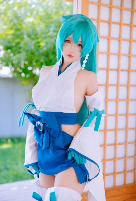 Người đẹp cosplay Hinako Mizugami Saya theo chủ đề trang phục Nhật Bản gợi cảm để lộ nội y trắng và tất trắng khoe hình ảnh quyến rũ nóng bỏng 85P