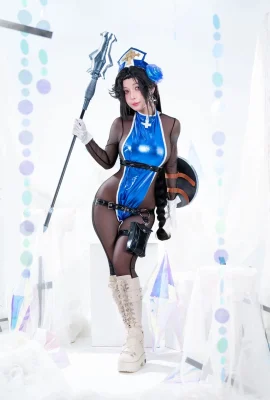 Việt Nam Vẻ Vẻ đẹp Umeko J-Maiden (Ice Rose) Chủ đề Sexy Blue Onesie lộ ra những chiếc lụa đen cho thấy hình ảnh hấp dẫn 66p