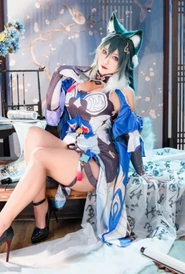 Anime Blogger Luo Li Lolisama Ngôi sao Mái vòm Đường sắt Chủ đề Sexy Cat Girl mặc quần áo màu đen Sexy Sexy để khoe hình ảnh đầy đặn của cô ấy
